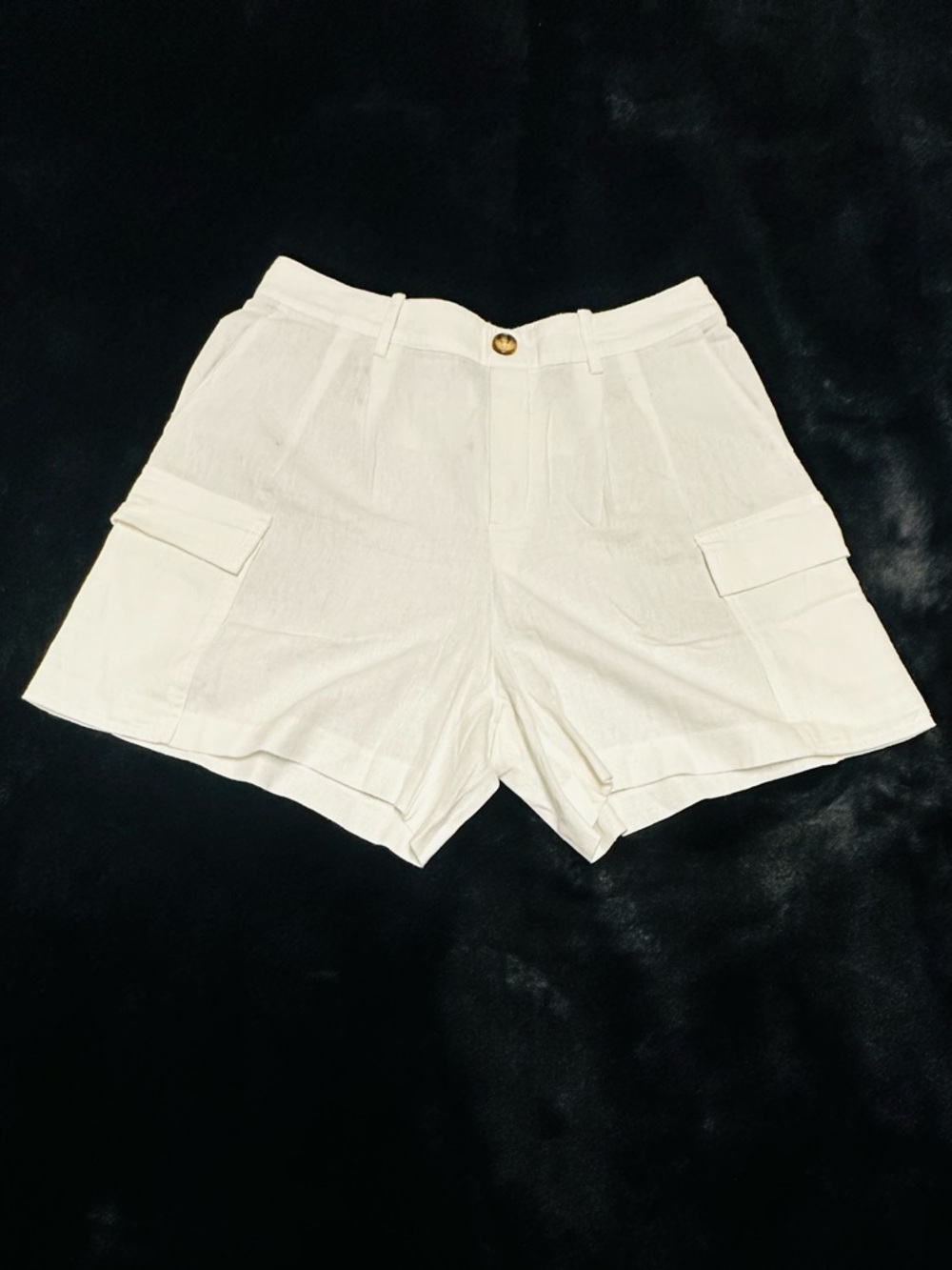 Marc New York Andrew Marc Linen Blend Cargo Shorts Ivory White Size S